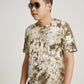 Green Tie Dye Ketapang Plant Snow Scrap Pattern Short Sleeve T-shirt
