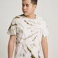 Green Tie Dye Ketapang Plant Whirl Pattern Men Short Sleeve T-shirt