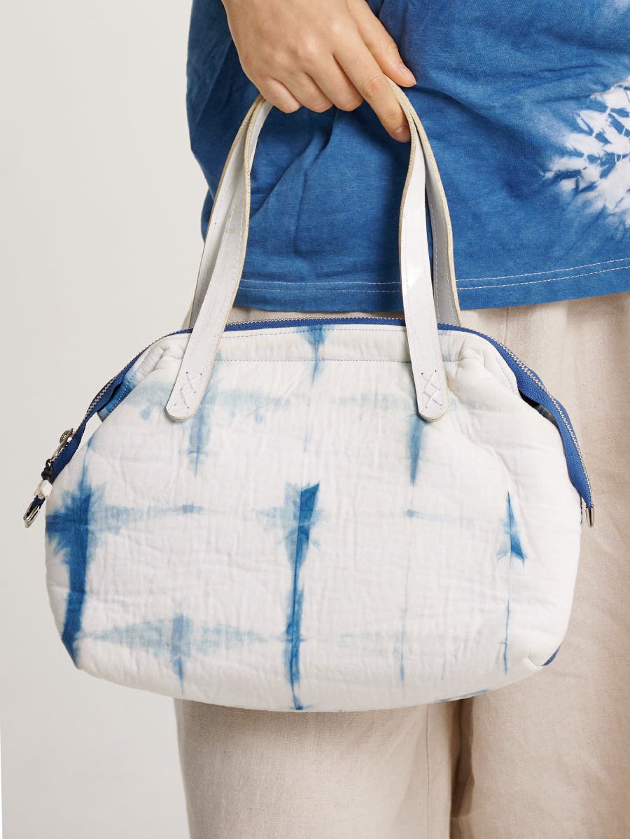 Handbag Blue Dye Indigo Ice Crack Pattern