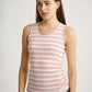 Side Ruched Sleeveless Dusty Pink/White Strips Singlet