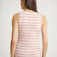 Side Ruched Sleeveless Dusty Pink/White Strips Singlet