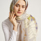 Abstract Flowers Motif Natural Dye Grey Silk Scarf