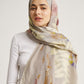 Abstract Flowers Motif Natural Dye Grey Silk Scarf