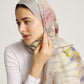 Abstract Flowers Motif Natural Dye Grey Silk Scarf