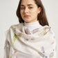 Pastel White Bagonia (Leaf) Motif Eco Print Silk Scarf