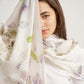 Pastel White Bagonia (Leaf) Motif Eco Print Silk Scarf