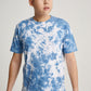 Blue Tie Dye Indigo Plant Ice Crack Pattern Men Short Sleeve T-shirt