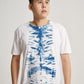 Blue Tie Dye Indigo Plant Middle Square Pattern Men Short Sleeve T-shirt