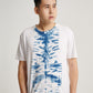 Blue Tie Dye Indigo Plant Middle Square Pattern Men Short Sleeve T-shirt