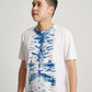 Blue Tie Dye Indigo Plant Middle Square Pattern Men Short Sleeve T-shirt