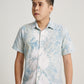 Blue Tie Dye Indigo Plant Snow Scrap and Square Pattern Men Short Sleeve T-shirt