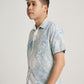 Blue Tie Dye Indigo Plant Snow Scrap and Square Pattern Men Short Sleeve T-shirt