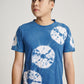 Blue Tie Dye Indigo Plant Web Pattern Men Short Sleeve T-shirt