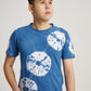 Blue Tie Dye Indigo Plant Web Pattern Men Short Sleeve T-shirt