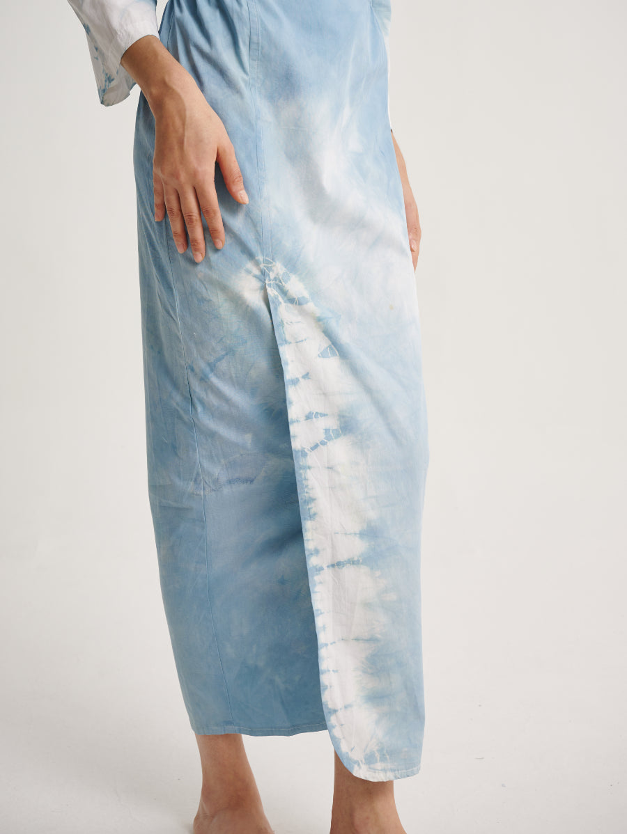 Pastel Blue Baju Kurung Tie Dye Indigo Plant Diamond Pattern