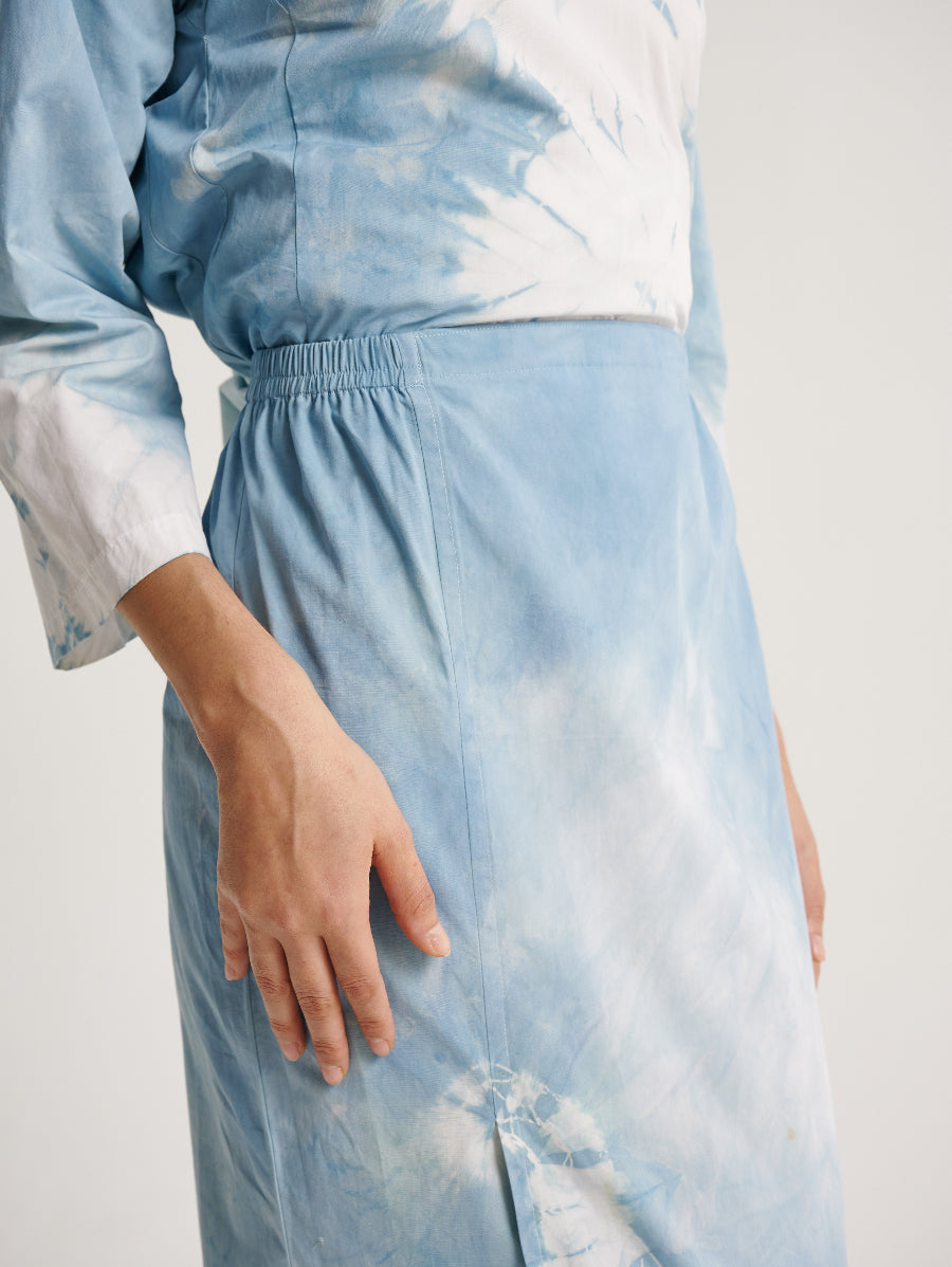 Pastel Blue Baju Kurung Tie Dye Indigo Plant Diamond Pattern