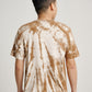Brown Tie Dye Coconut Husk Plant Strip Pattern Men Short Sleeve T-shirt