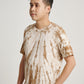 Brown Tie Dye Coconut Husk Plant Strip Pattern Men Short Sleeve T-shirt