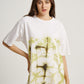 Green Tie Dye Ketapang Plant Square Pattern Short Sleeve T-shirt