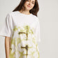 Green Tie Dye Ketapang Plant Square Pattern Short Sleeve T-shirt