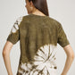 Green Tie Dye Ketapang Plant Whirl Pattern Short Sleeve T-shirt