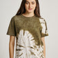 Green Tie Dye Ketapang Plant Whirl Pattern Short Sleeve T-shirt