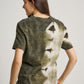 Green Tie Dye Ketapang Plant Square Pattern Short Sleeve T-shirt
