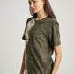 Green Tie Dye Ketapang Plant Square Pattern Short Sleeve T-shirt