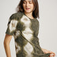 Green Tie Dye Ketapang Plant Square Pattern Short Sleeve T-shirt