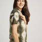 Green Tie Dye Ketapang Plant Square Pattern Short Sleeve T-shirt