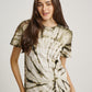 Green Tie Dye Ketapang Plant Whirl Pattern Short Sleeve T-shirt