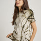 Green Tie Dye Ketapang Plant Whirl Pattern Short Sleeve T-shirt