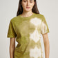 Green Tie Dye Red Onion Plant Square Pattern Short Sleeve T-shirt
