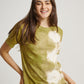 Green Tie Dye Red Onion Plant Square Pattern Short Sleeve T-shirt