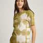 Green Tie Dye Red Onion Plant Square Pattern Short Sleeve T-shirt