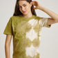 Green Tie Dye Red Onion Plant Square Pattern Short Sleeve T-shirt