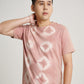 Pink Tie Dye  Secang Plant Double Square Ice Cream Stick Pattern Men Short Sleeve T-shirt