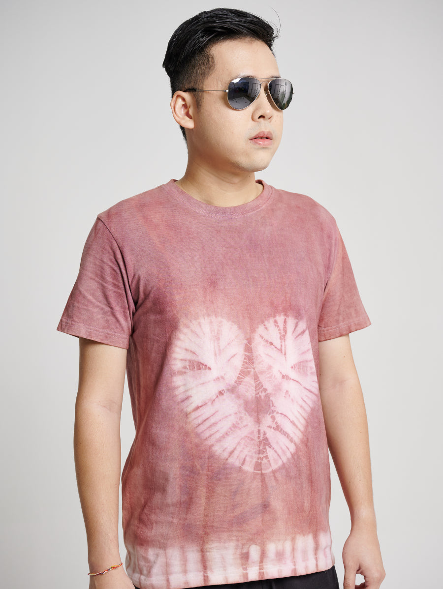 Pink Tie Dye Abstract Secang Plant Love Pattern Men Short Sleeve T-shirt