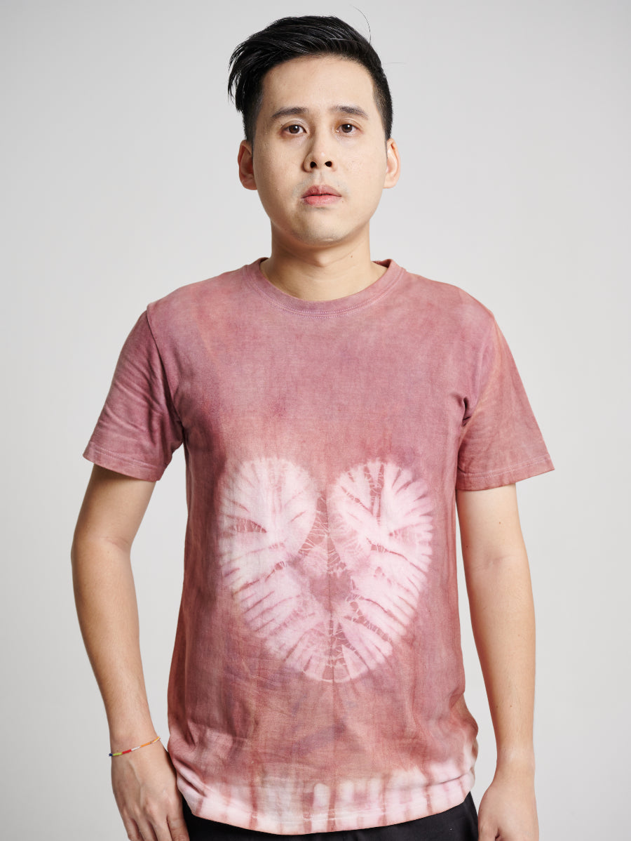 Pink Tie Dye Abstract Secang Plant Love Pattern Men Short Sleeve T-shirt