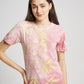 Pink Natural Dye Secang Plant Scattered Pattern Eco Print Short Sleeve T-shirt
