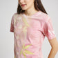Pink Natural Dye Secang Plant Scattered Pattern Eco Print Short Sleeve T-shirt