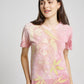 Pink Natural Dye Secang Plant Scattered Pattern Eco Print Short Sleeve T-shirt