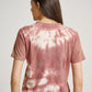 Pink Tie Dye Secang Plant Whirl Strip Pattern Short Sleeve T-shirt
