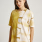 Yellow Tie Dye Tumeric Plant Square Pattern Short Sleeve T-shirt