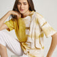 Yellow Tie Dye Tumeric Plant Square Pattern Short Sleeve T-shirt