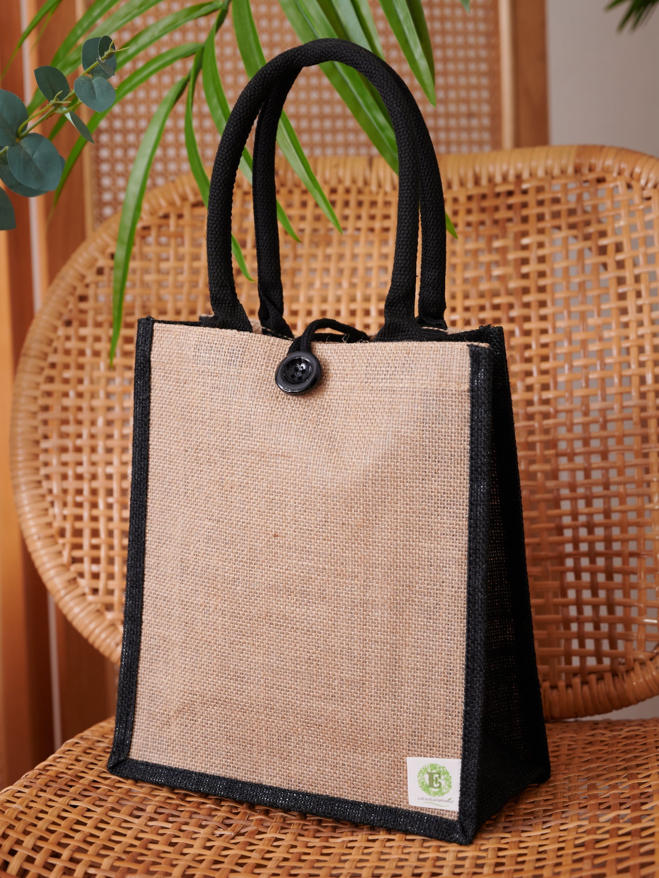Black Linen Canvas Tote Bag