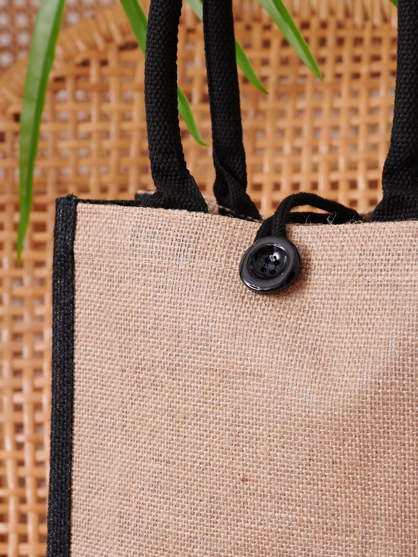 Black Linen Canvas Tote Bag