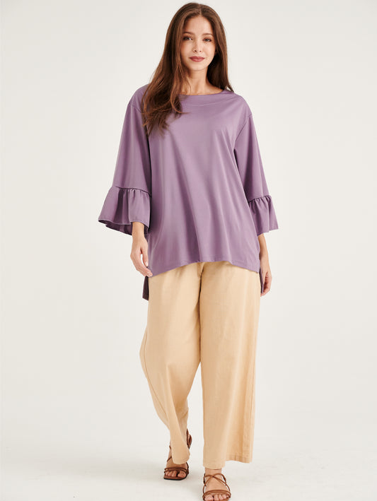 Purple Puff Sleeves Blouse