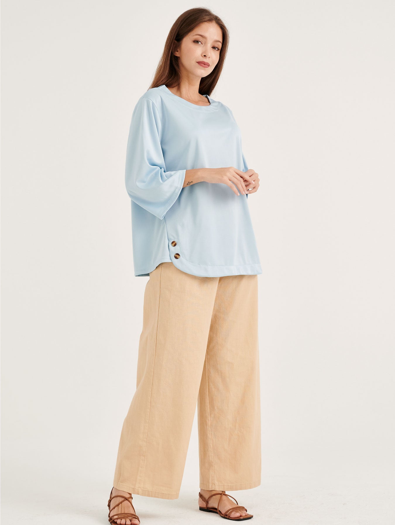 Sky Blue Button Blouse