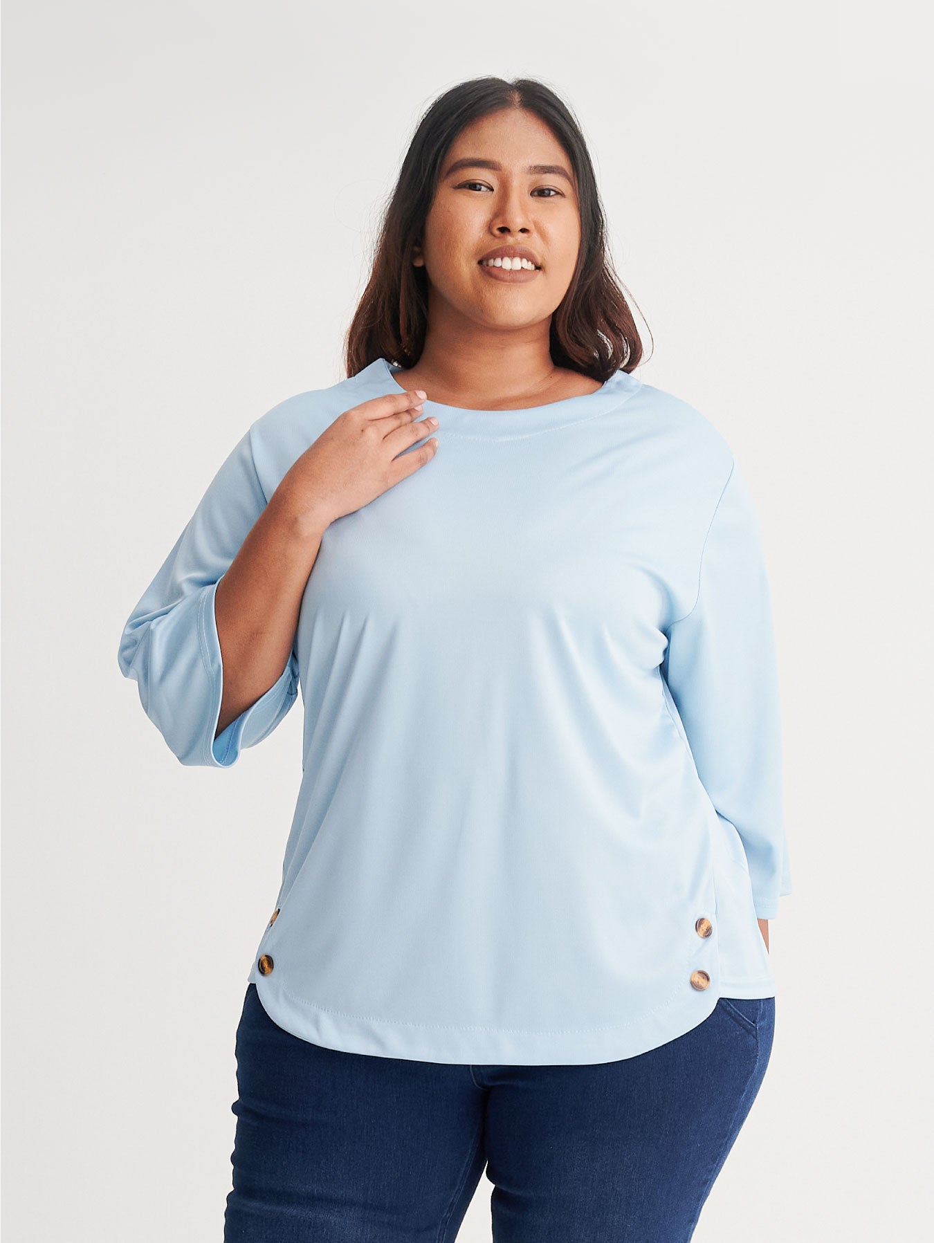 Sky Blue Button Blouse